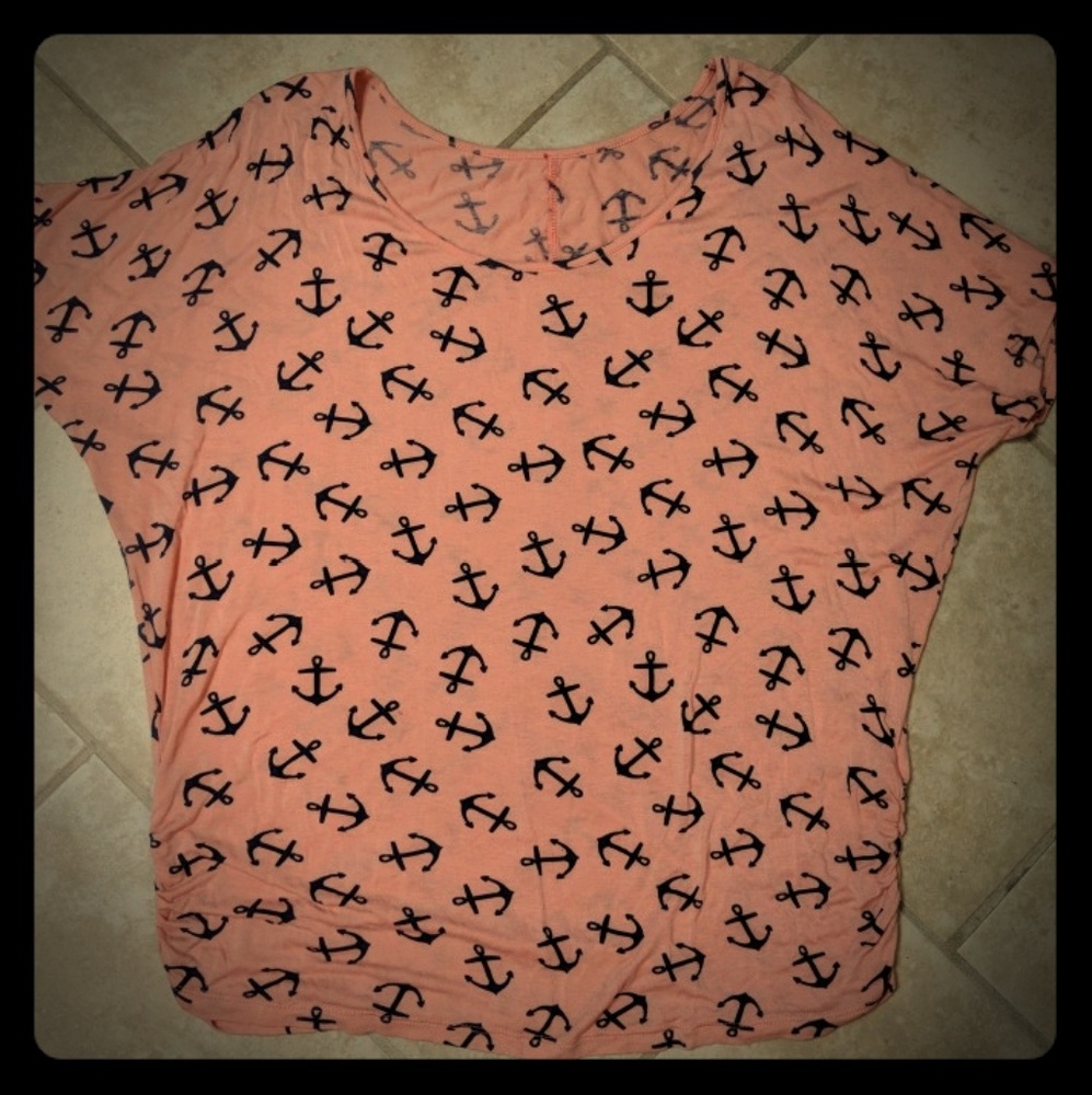 Anchor adorable Pink woman's top XL